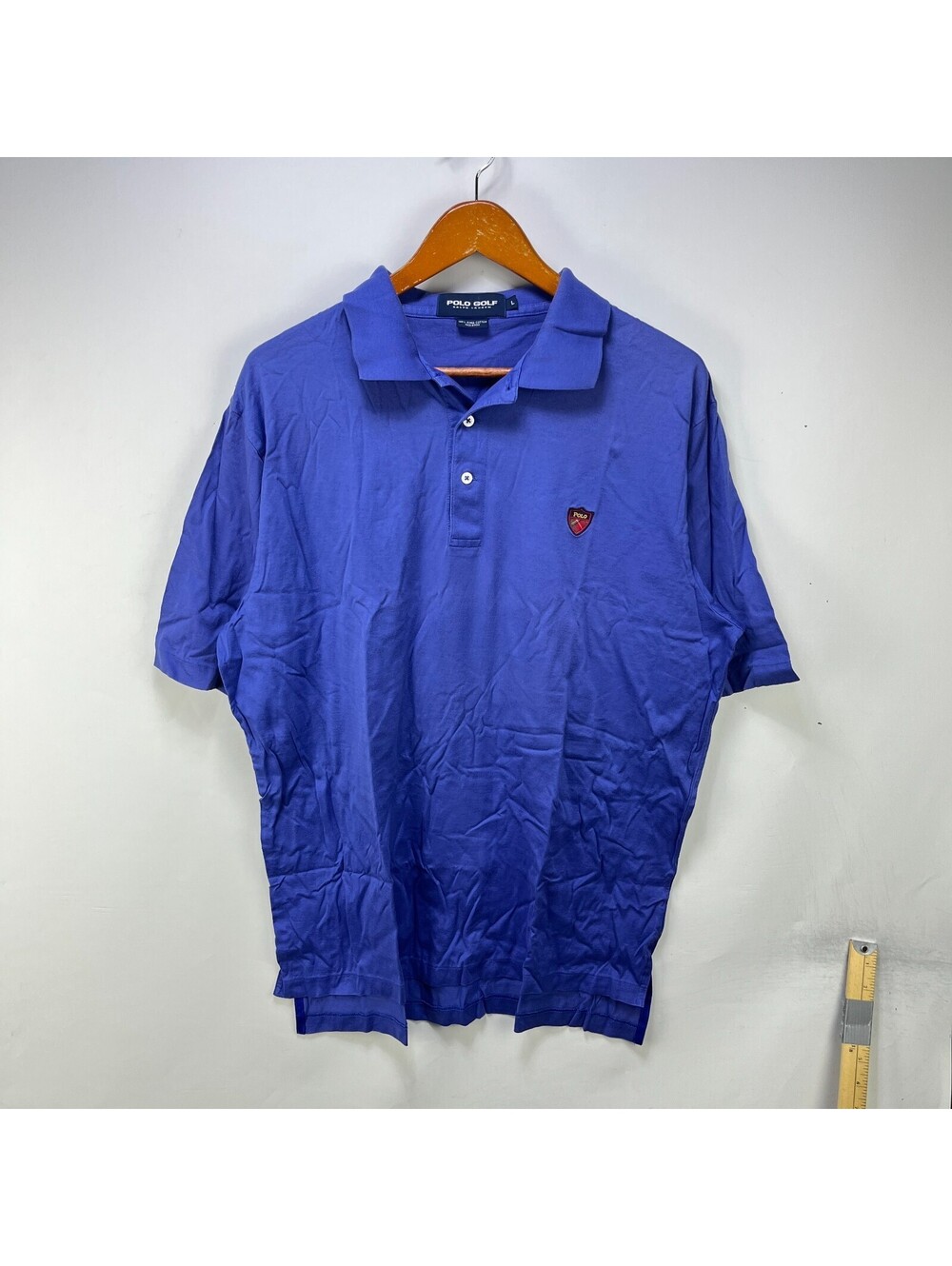 Vintage Polo Golf Ralph Lauren Sport Blue Polo Shirt L Pima